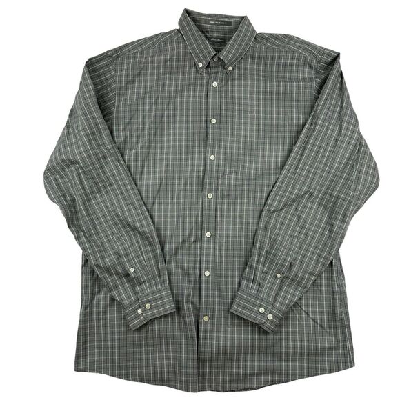 Eddie Bauer Wrinkle Resistant Relaxed Fit Gray Striped Button Up Shirt Size XL - Picture 1 of 9
